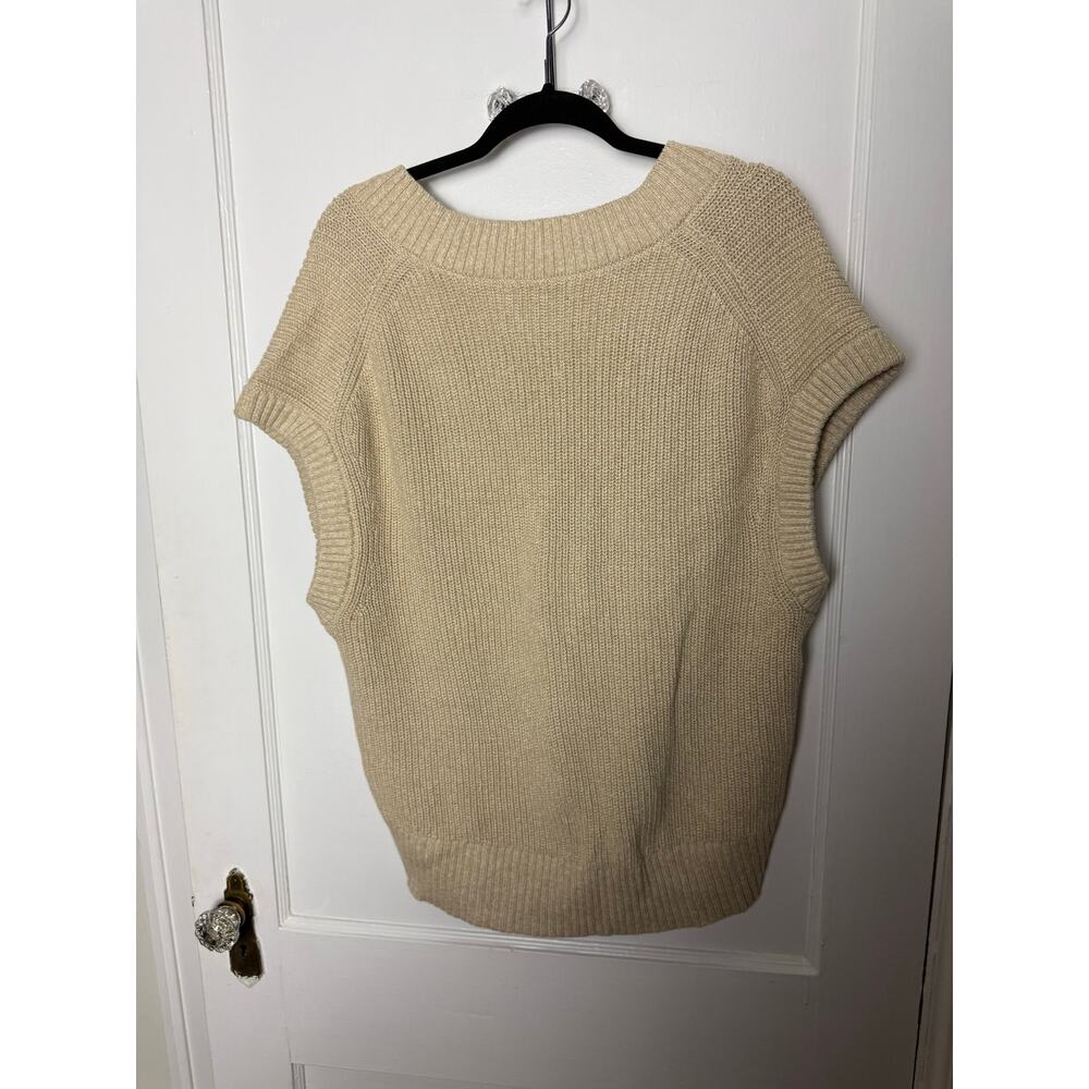 Banana Republic Tan Beige Drop Shoulder Slouchy Sweater Vest Cotton M/L - Picture 4 of 8